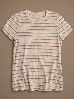 Cream Orange Striped Sheer Lightweight Mossimo Shirt Women’s Large Summer Tee